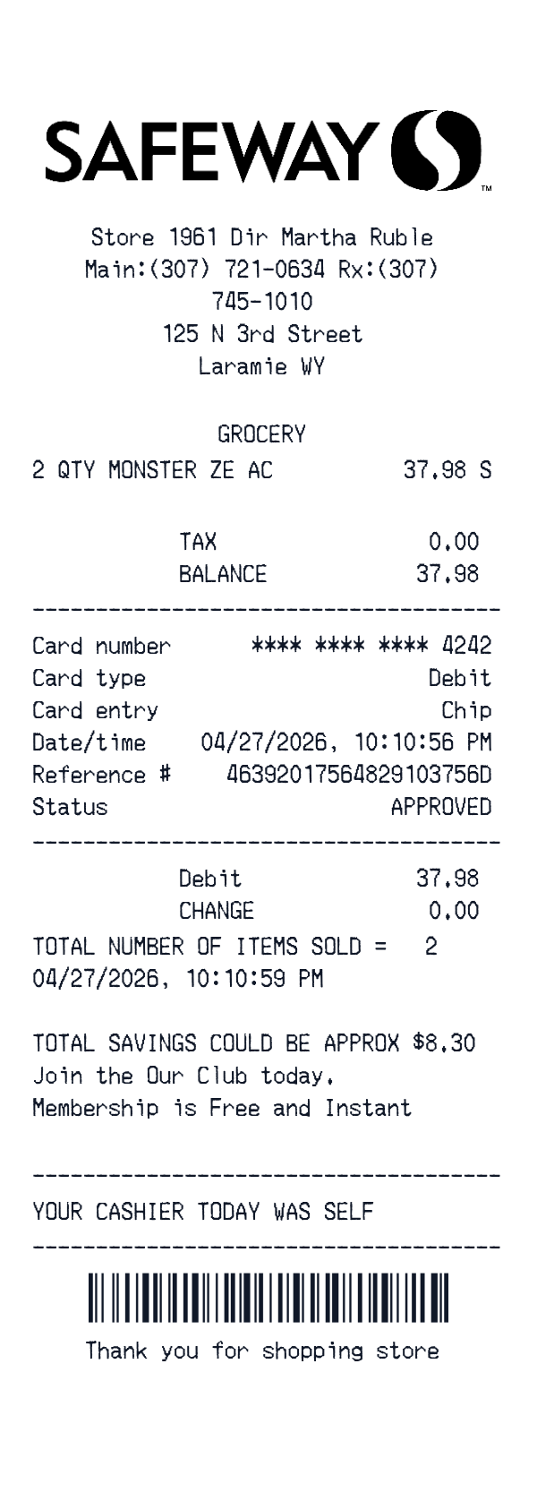 Safeway Receipt Generator – Free Online Template